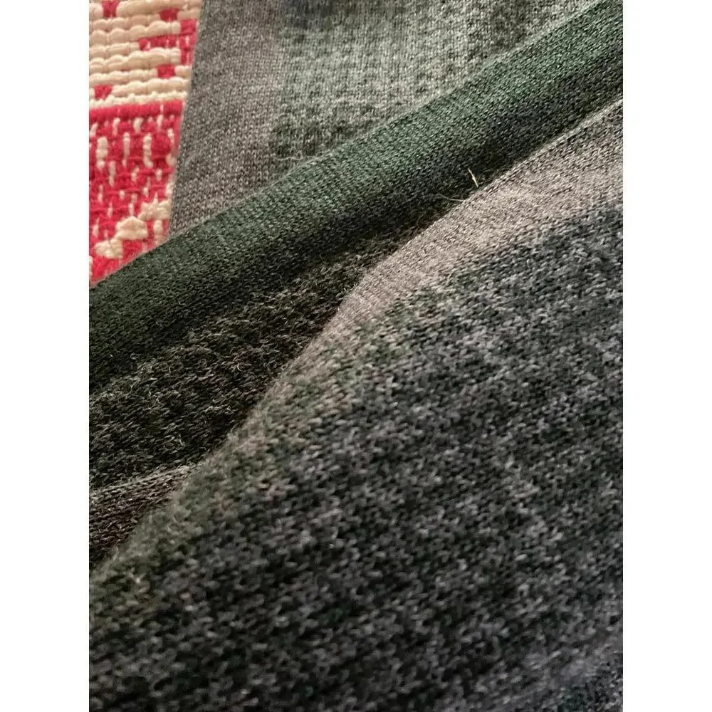 Calvin Klein Gray Green Patterned Wool Blend Scarf